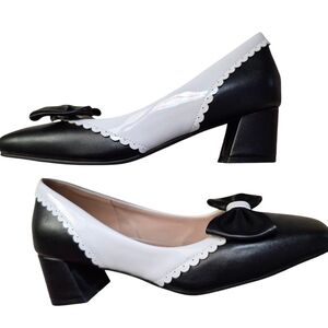 Retro Square Toe Two Tone Pumps 42